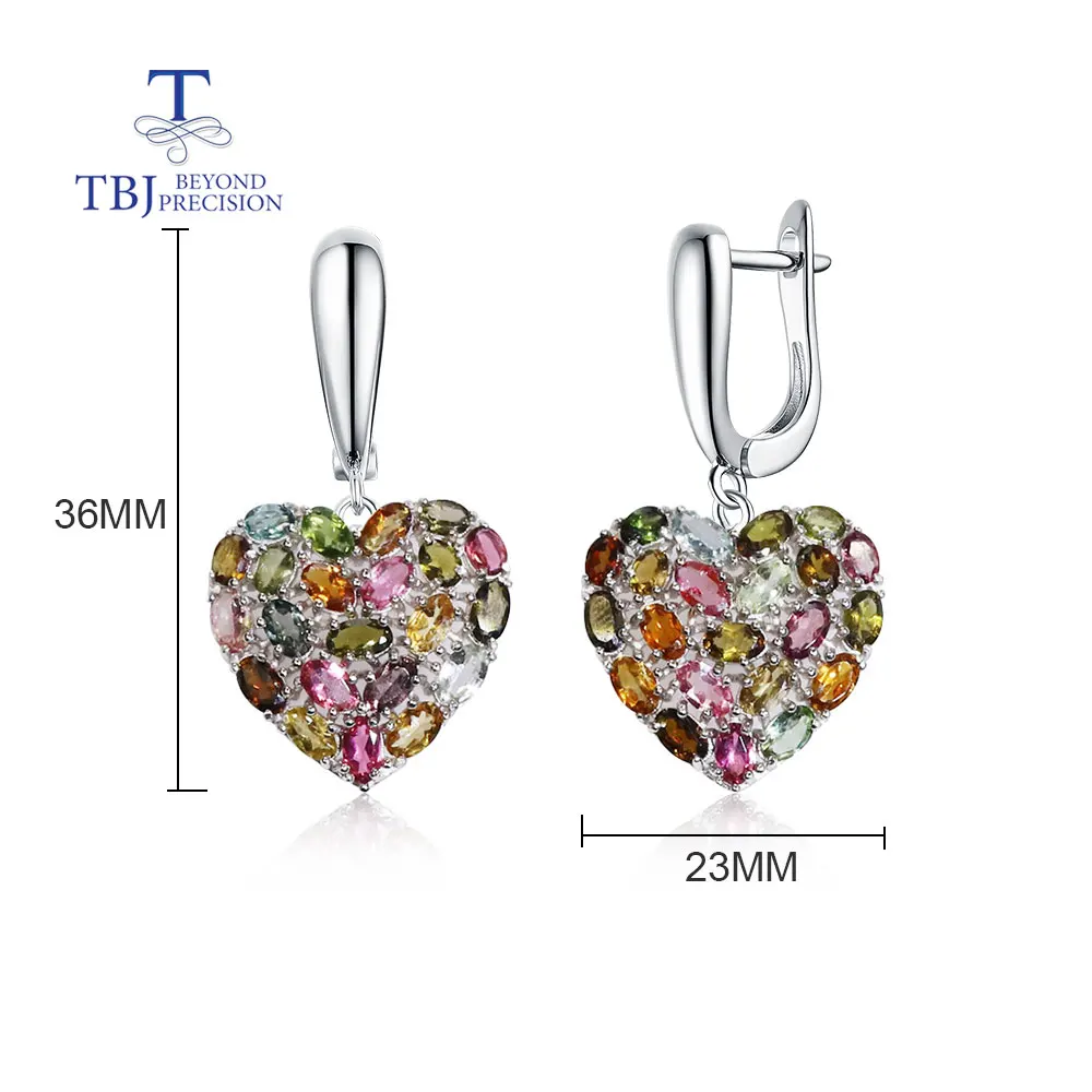 Luxury multicolor tourmaline natural gemstone earrings Fashion women's fine jewelry 925 silver wedding party anniversary gift