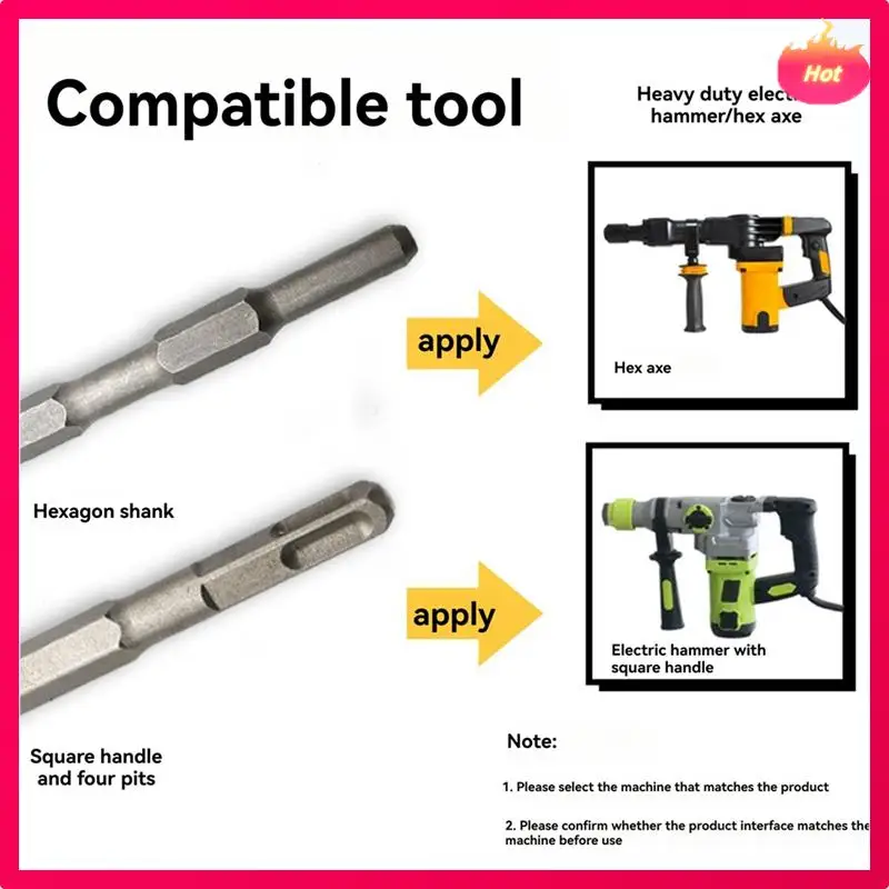 

5PCS Electric Hammer Pick Scraping Chisel Slotting Drilling Masonry Flat Point Chisels Round Handle