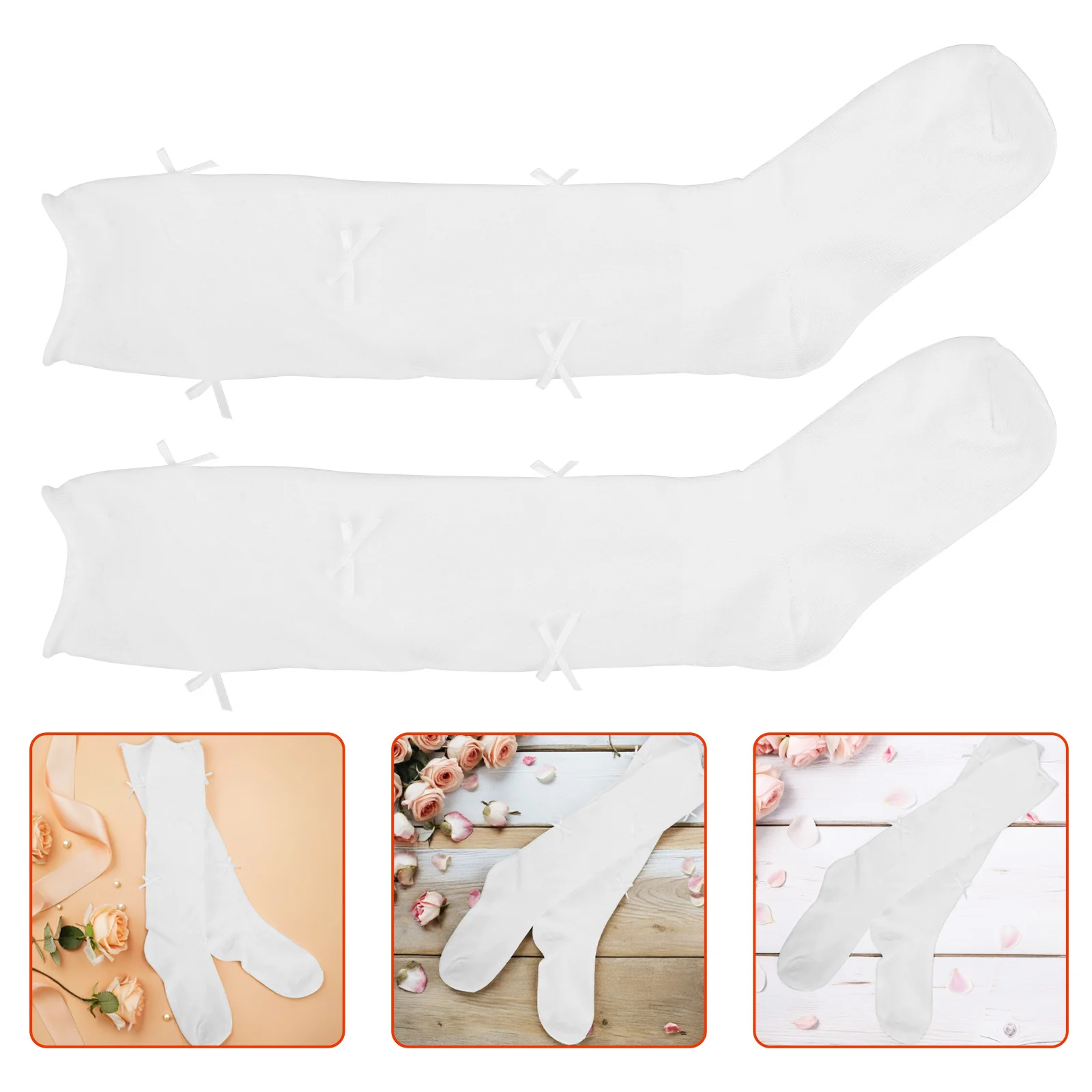 1Pair Bow Over Knee Lolita Socks Soft Breathable Anti Slip High Socks for Women Summer Cute Stockings Bow Stockings for Women