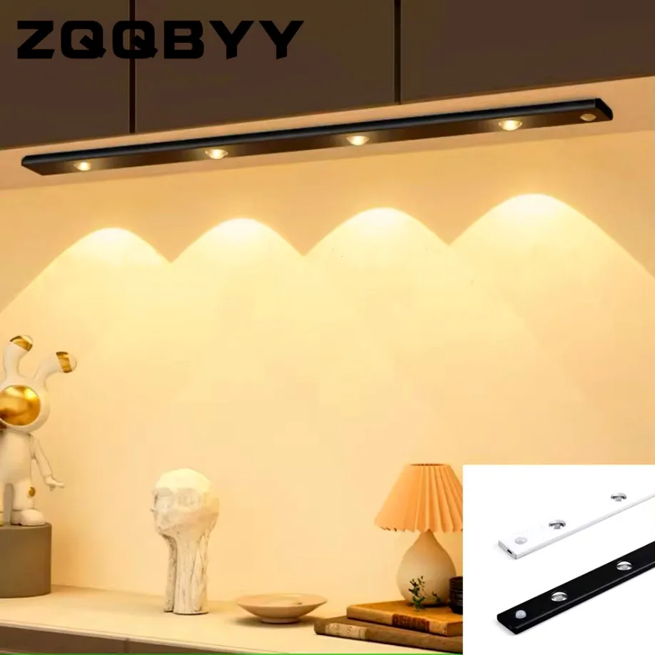 モーションセンサー付き調光可能LEDナイトライト,キッチン,ワードローブ,キャビネット,充電式,USB,3色,20cm, 30cm, 40cm, 50cm