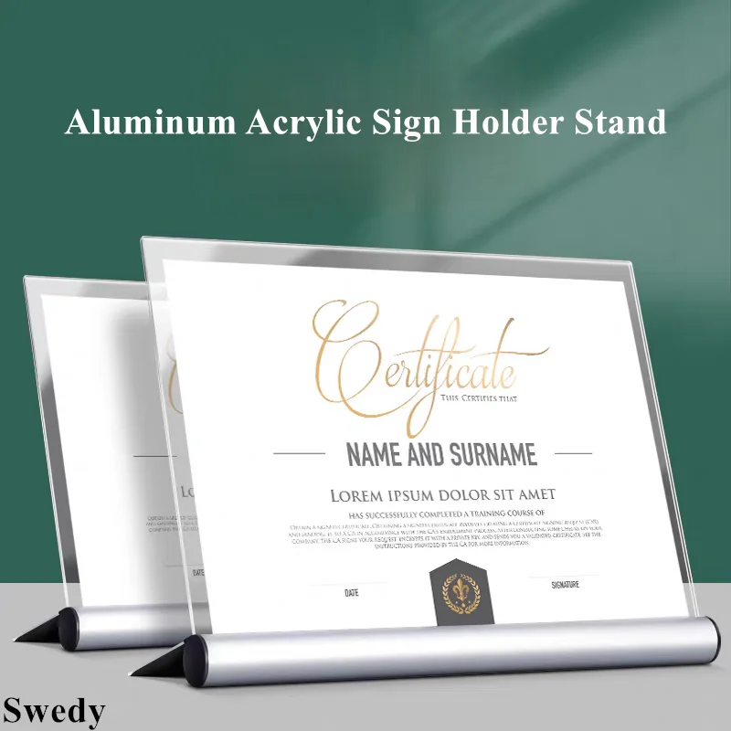3 PCS A4 210X297MM Aluminum Acrylic Sign Holder 8.5 x 11 Inch Plastic Stand Restaurants Menu Paper Holder File Poster Card Frame