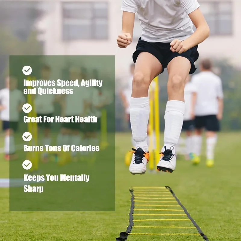 سلم خفة الحركة من النايلون، أشرطة كرة القدم، معدات تدريب سرعة كرة القدم، أداة سلم تدريب رياضية للياقة البدنية والجري