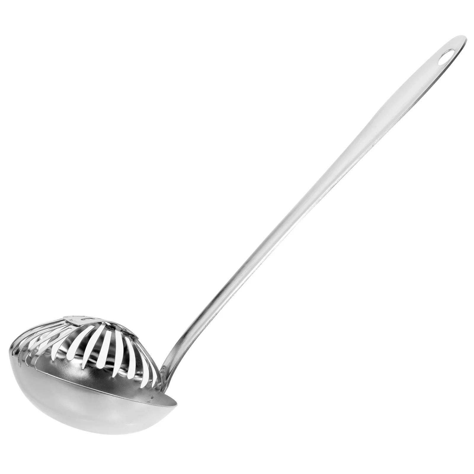 

Stainless Steel Soup Spoon Oil Separator Resistant to Deformation Elegant Design Hanging Hole Practical Cooking Utensil