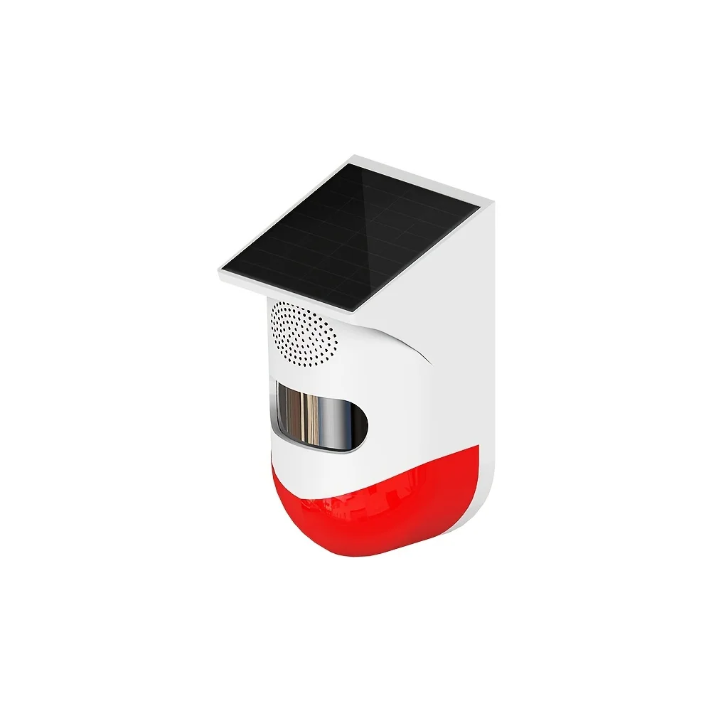 Outdoor Solar Powered Siren LED Sound And Strobe Light Alarm With Motion Sensing Trigger For Patios, Gardens, Entrances, Hallway