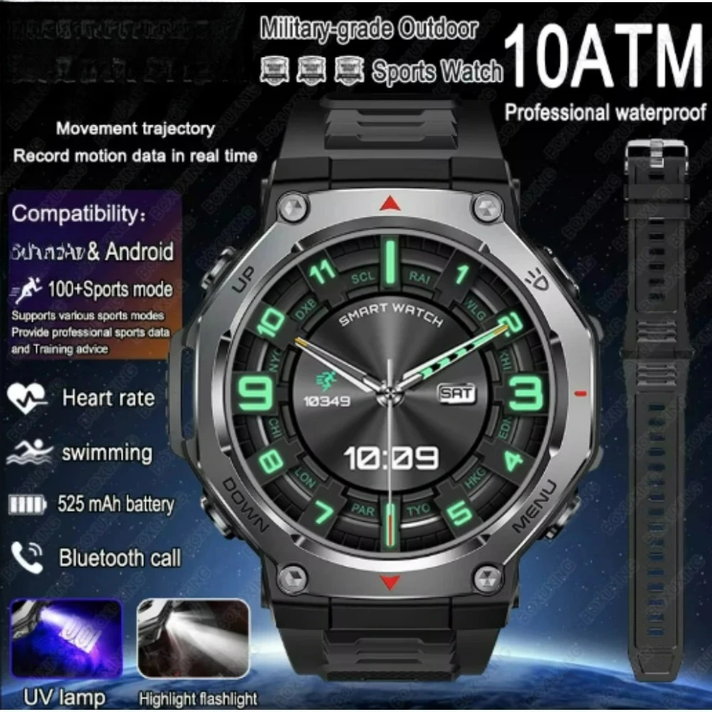 

2026 T-Rex 3 Military Grade Sports Smart Watch GPS Motion Track 5 ATM Waterproof Heart Rate HD Bluetooth Call Smartwatch Men