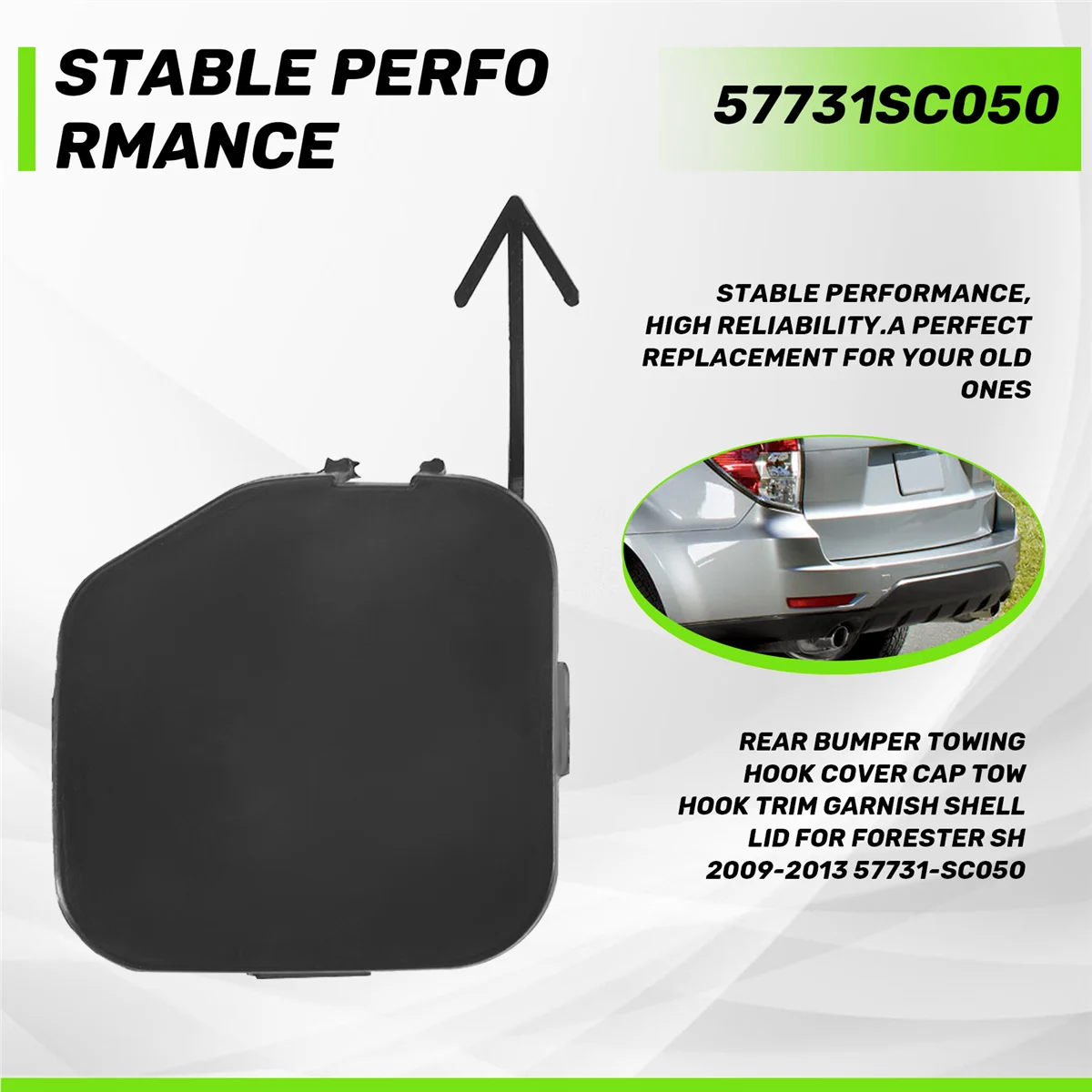 #75Y (Black)Rear Bumper Towing Hook Cover Cap for Subaru Forester SH 2009-2013,Automotive Parts & Accessories