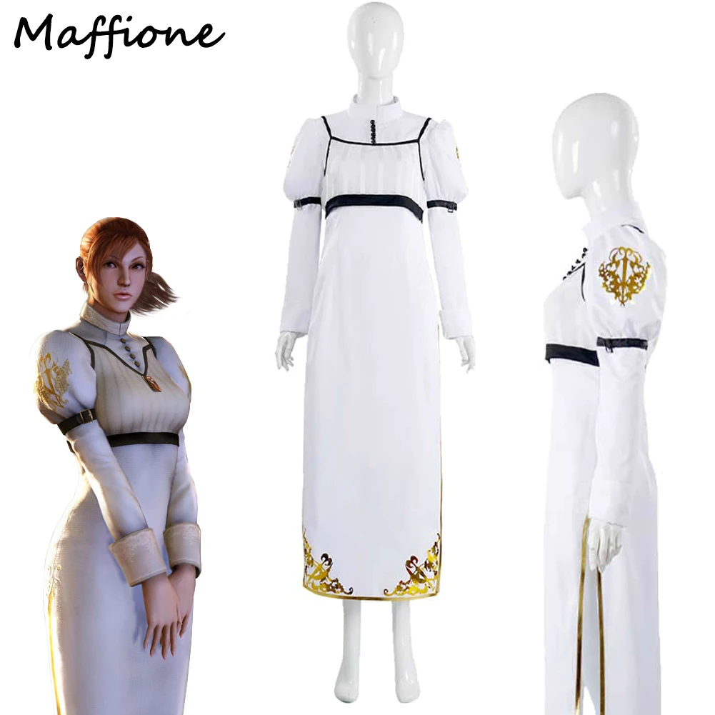 

Game DMC Kyrie White Cosplay Dress Costume Female Disguise Roleplay White Long Dress Outfits Uniform Female Halloween Party Suit