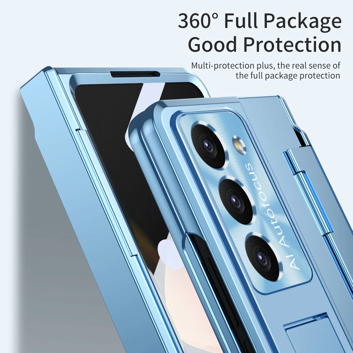 With Touch Pen Case For Samsung Galaxy Z Fold 6 5 4 3 360 Full Protector Tempered Glass Film Plating Folding Kickstand Cover