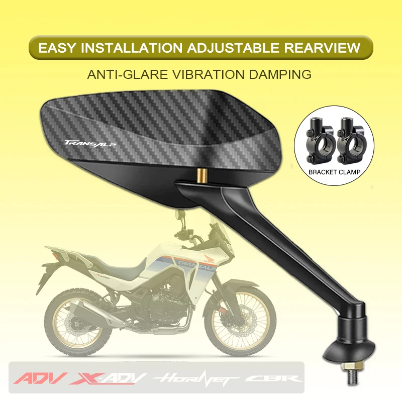 Para Honda TRANSALP XL600 XL650 XLV 600 650 700 TRANSALP última durabilidad fibra de carbono antideslumbrante espejo retrovisor todoterreno