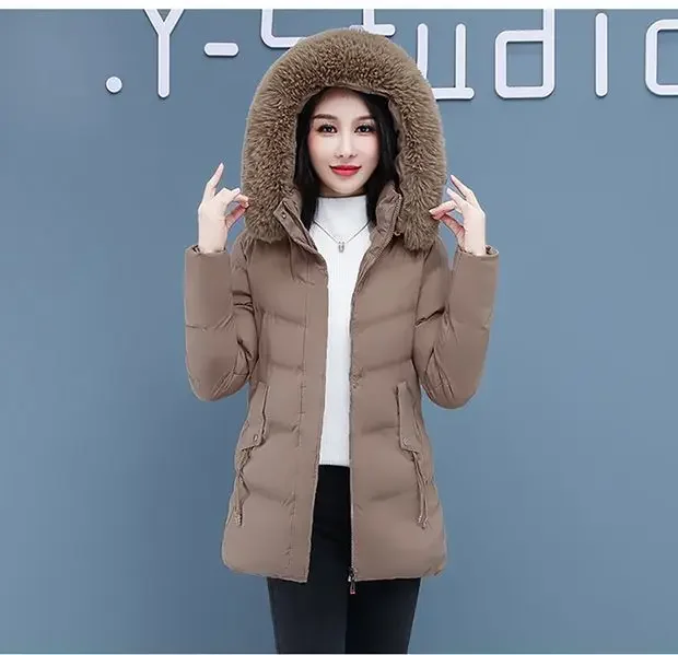 

The Hat Is Detachable Down Cotton-Padded Jacket Girl Medium Long Coat Cold-Resistant and Warm Winter Clothes New Jacket A521