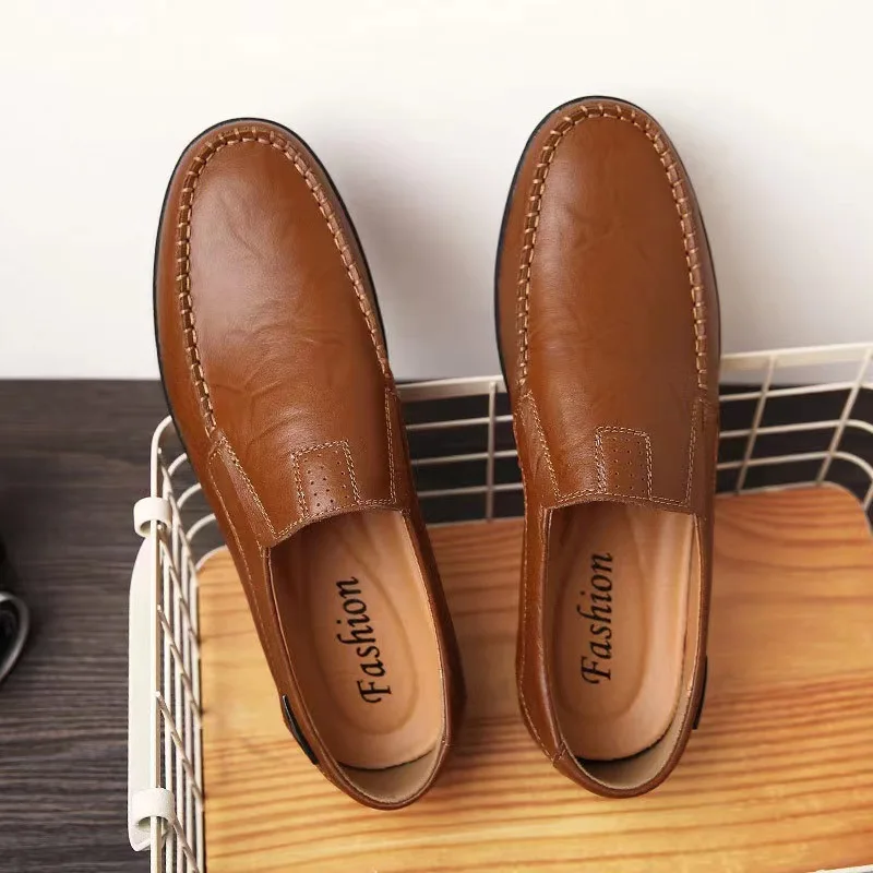 Men Casual Shoes Luxury Brand Genuine Leather  2023 Mens Loafers Moccasins Breathable Slip on Black Driving Shoes Plus Size