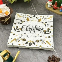 Printed Napkins Square Napkins Western Restaurant Dessert Christmas Party Decoration Supplies Christmas Coloured Paper Napkins