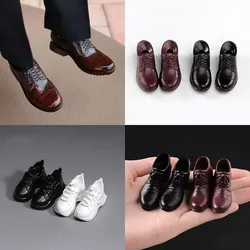 1/6 Scale Male Round Toe Suit Solid Shoes White Sports Shoes Model Fit 12'' Male Soldier Detachable Feet Action Figure Body