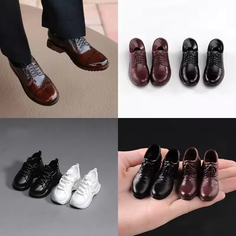 1/6 Scale Male Round Toe Suit Solid Shoes White Sports Shoes Model  Fit 12'' Male Soldier Detachable Feet Action Figure Body