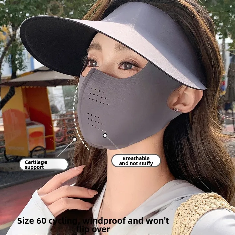 Picture 5: Three-in-One Sunscreen Mask with Detachable Full-Face Cycling Cap for Women, Scarless Bascinet Mask
