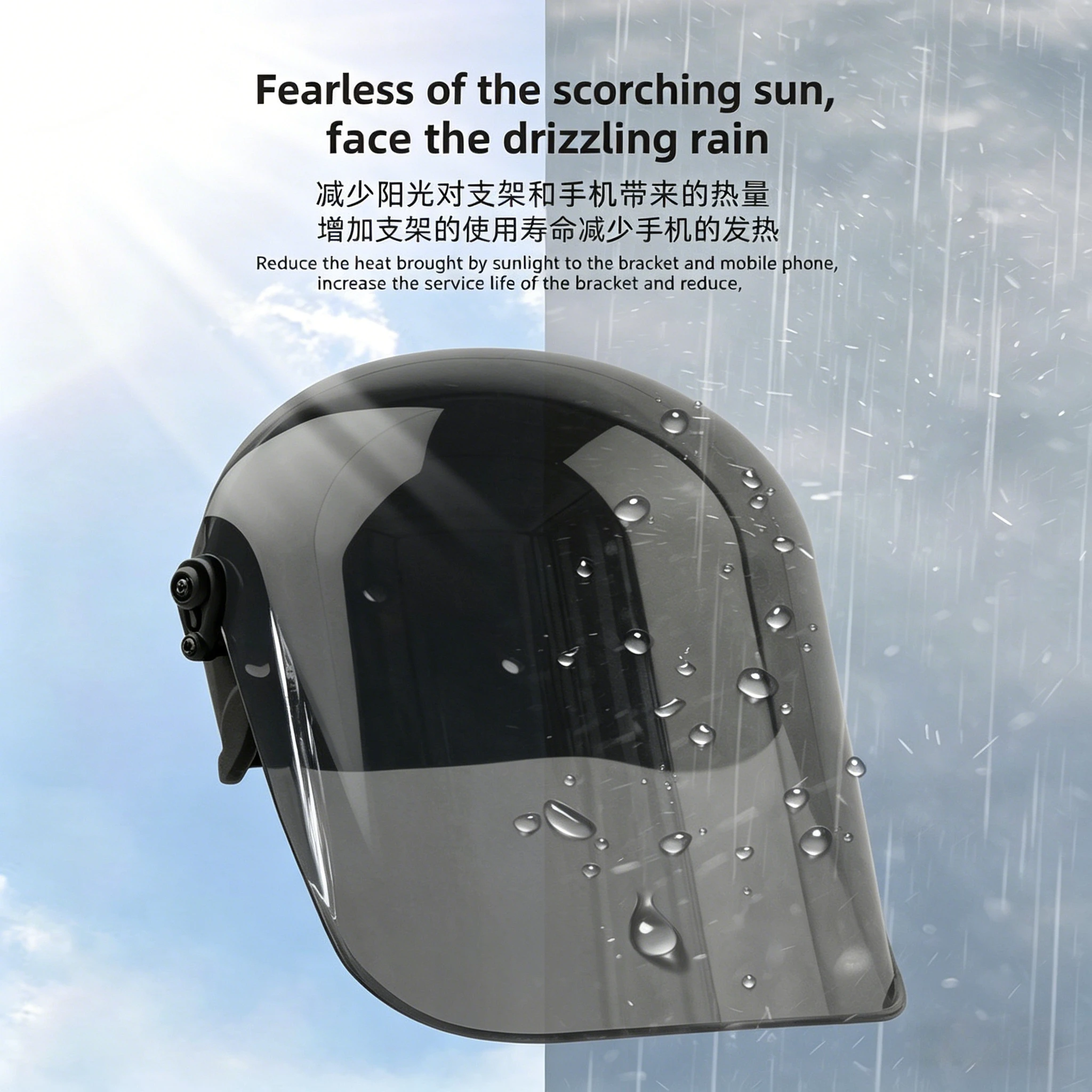 Multifunctional Extended Motorcycle Phone Holder with Sunshade, Helmet Shading, Rainproof and Anti-glare Function