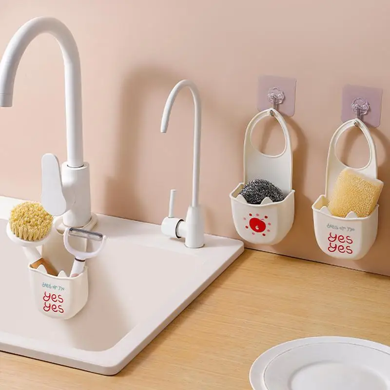 Kitchen Sink Strainer Basket Faucet Strainer Drain Basket in Silicone Faucet Sponge Holder Corner Storage Shelf Sink Colander