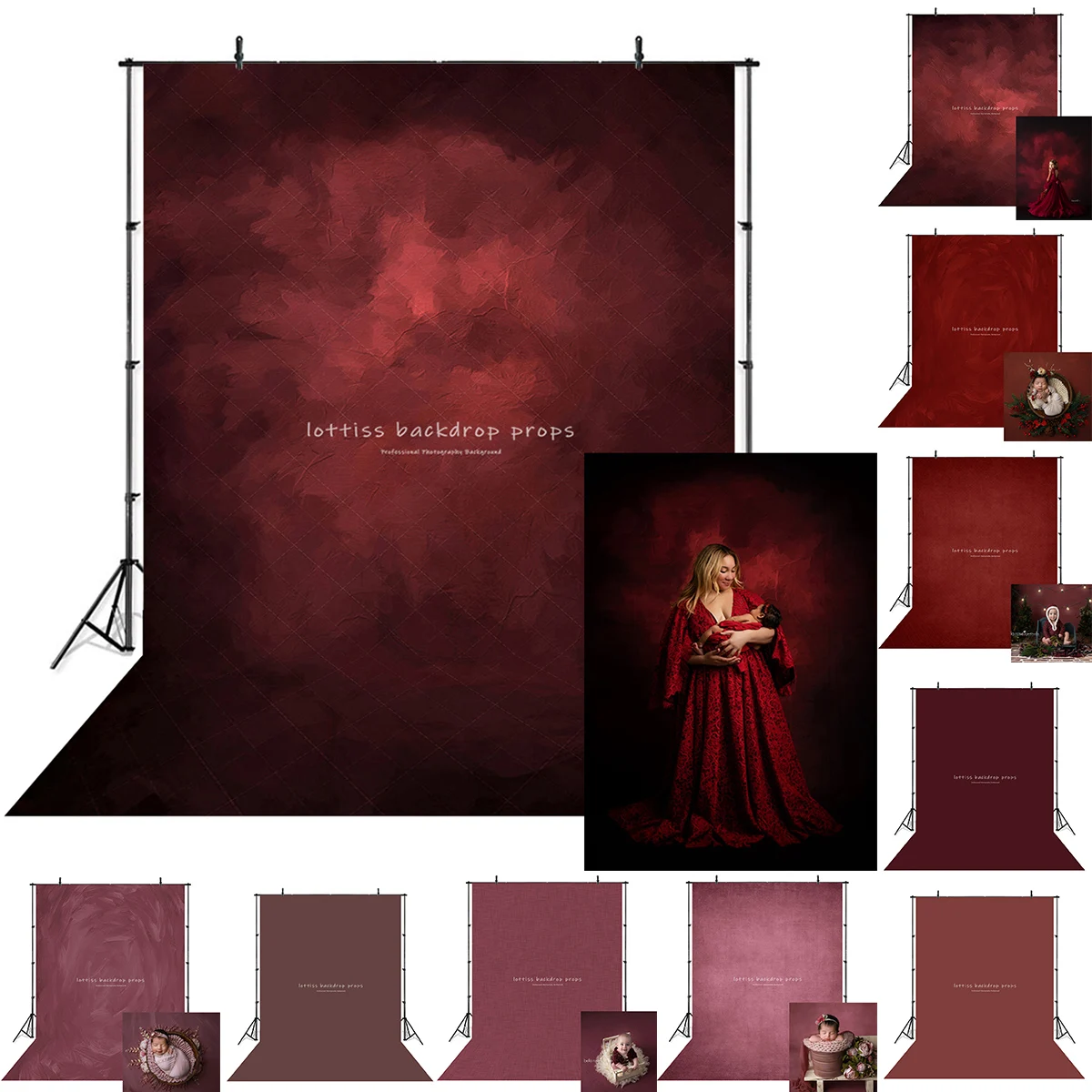 

Red Burgundy Solid Textured Backdrops Kids Adult Photography Props Woman Pregnant Photocall Decors Dark Claret Color Backgrounds