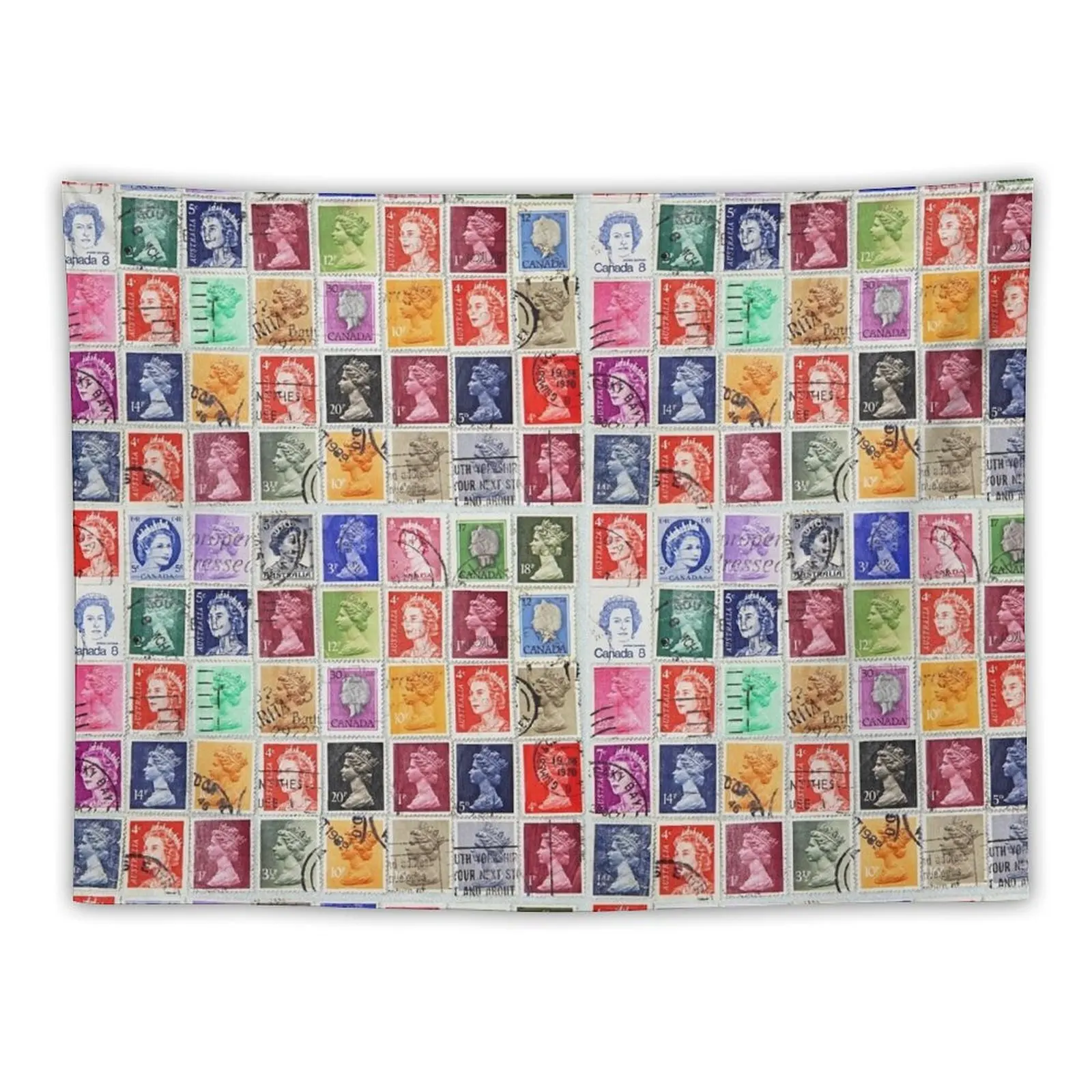 Majesteleri Kraliçe Elizabeth'in resminin İngiliz Commonwealth'in posta pulları. Goblen Odası Dekoratör Goblen