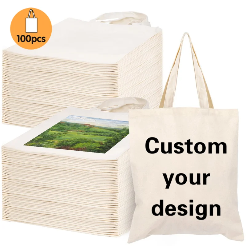 

100 шт. оптом: холщовые сумки-тоут с индивидуальным дизайном для бизнеса или групп, сумки-тоут с логотипом или изображением для сублимации, сумки-шопперы