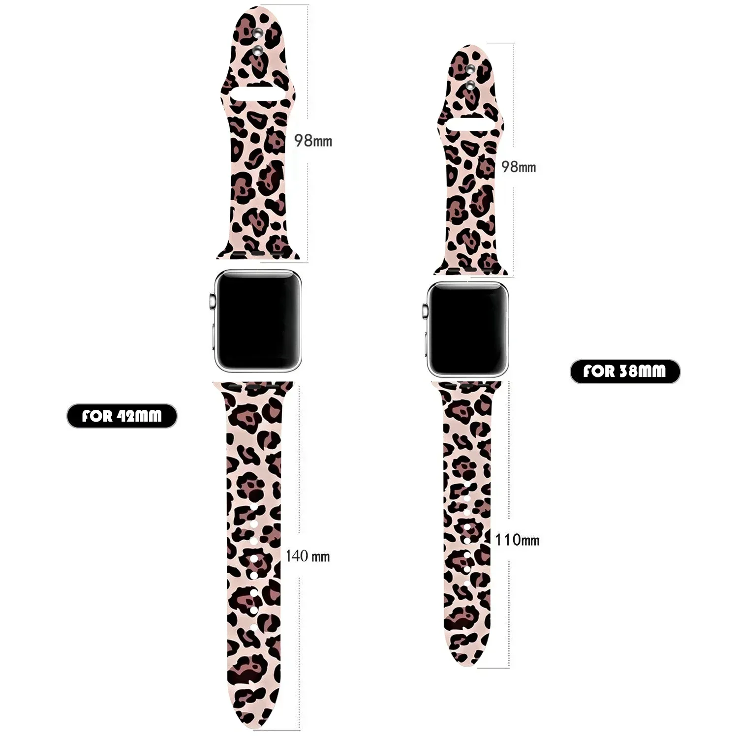 Silicone Leopard Printed Watchband for Apple Watch Ultra 2 49mm 40 42mm 44 Bracelet for IWatch Series 10 46mm 9 8 7 6 5 41 45mm