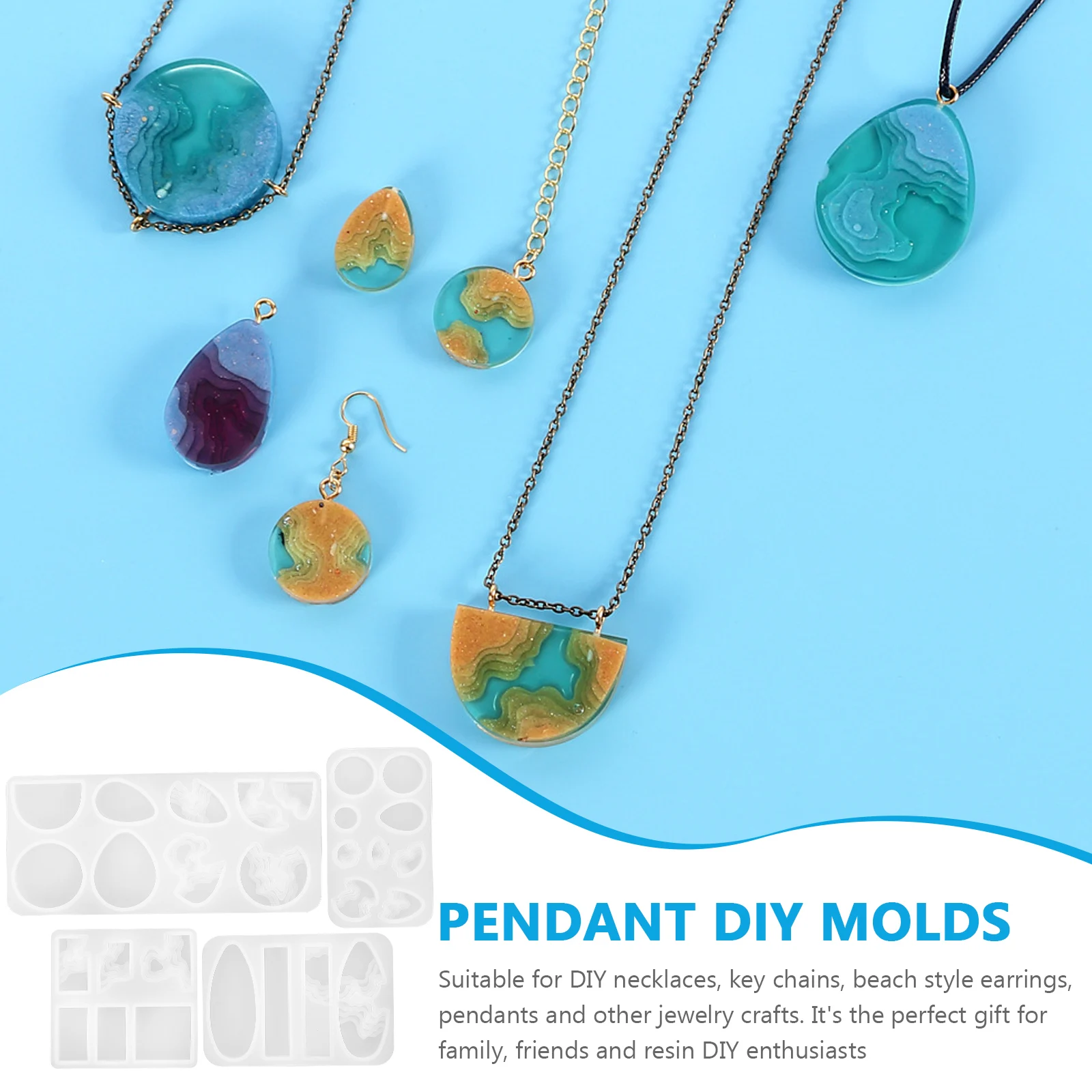 

4pcs Crystal Resin Diy Silicone Molds For Jewelry Making Earring Pendant Craft Art Decor Hanging Charms Tool Accessory