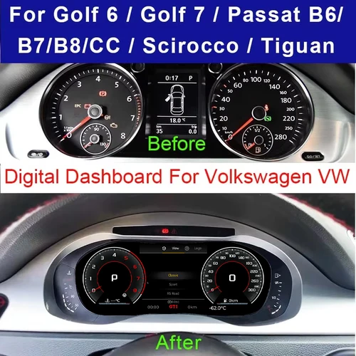 Panel de salpicadero Digital para coche, instrumento Virtual, cabina LCD, velocímetro para VW Golf 6/7 Passat B7 B6 CC Scirocco Tiguan