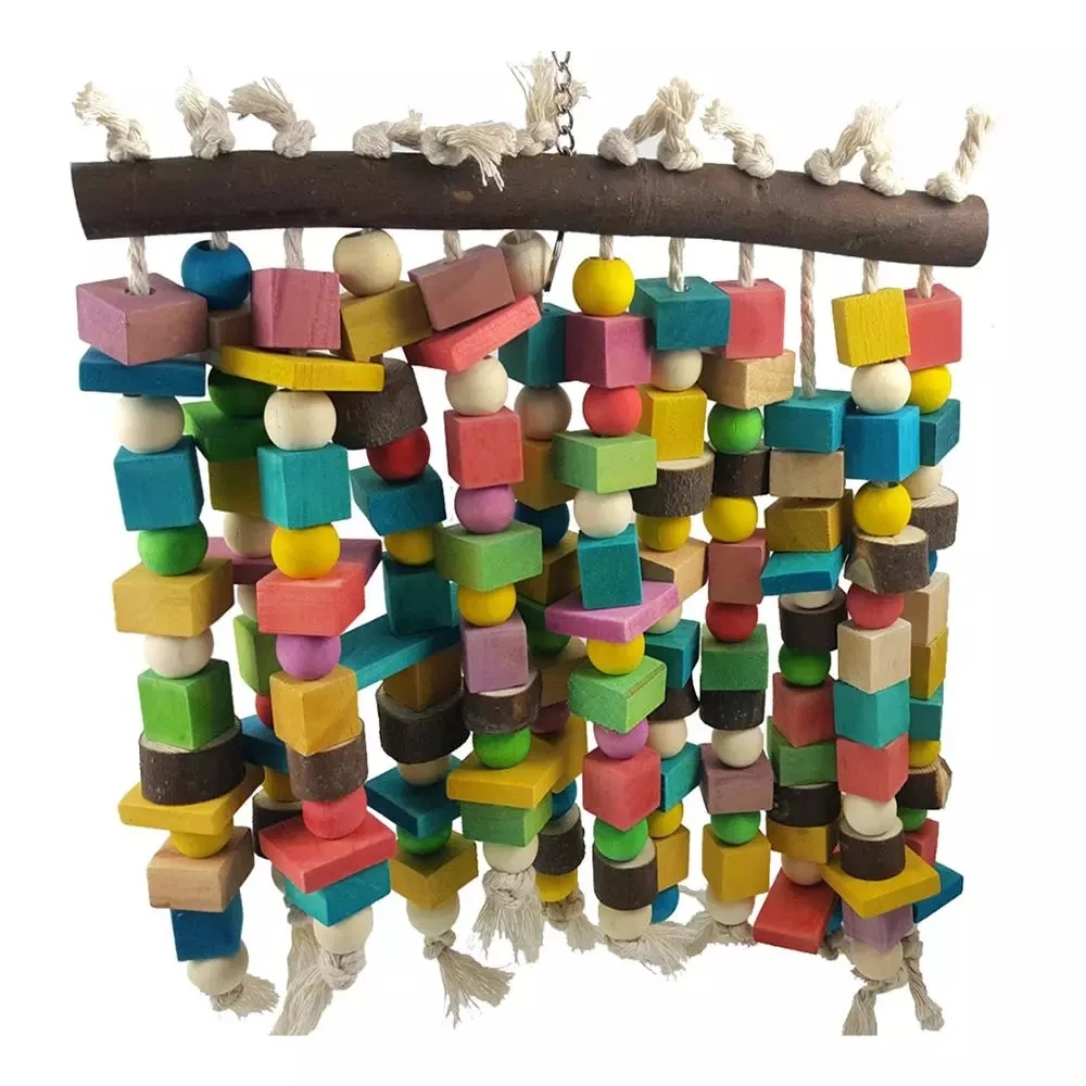 Wooden Bird Toys Large Bird Chewing Toy Parrot Birds Toys Accessories Big Parrot Cage Bite Toy for African Grey Macaws Cockatoos