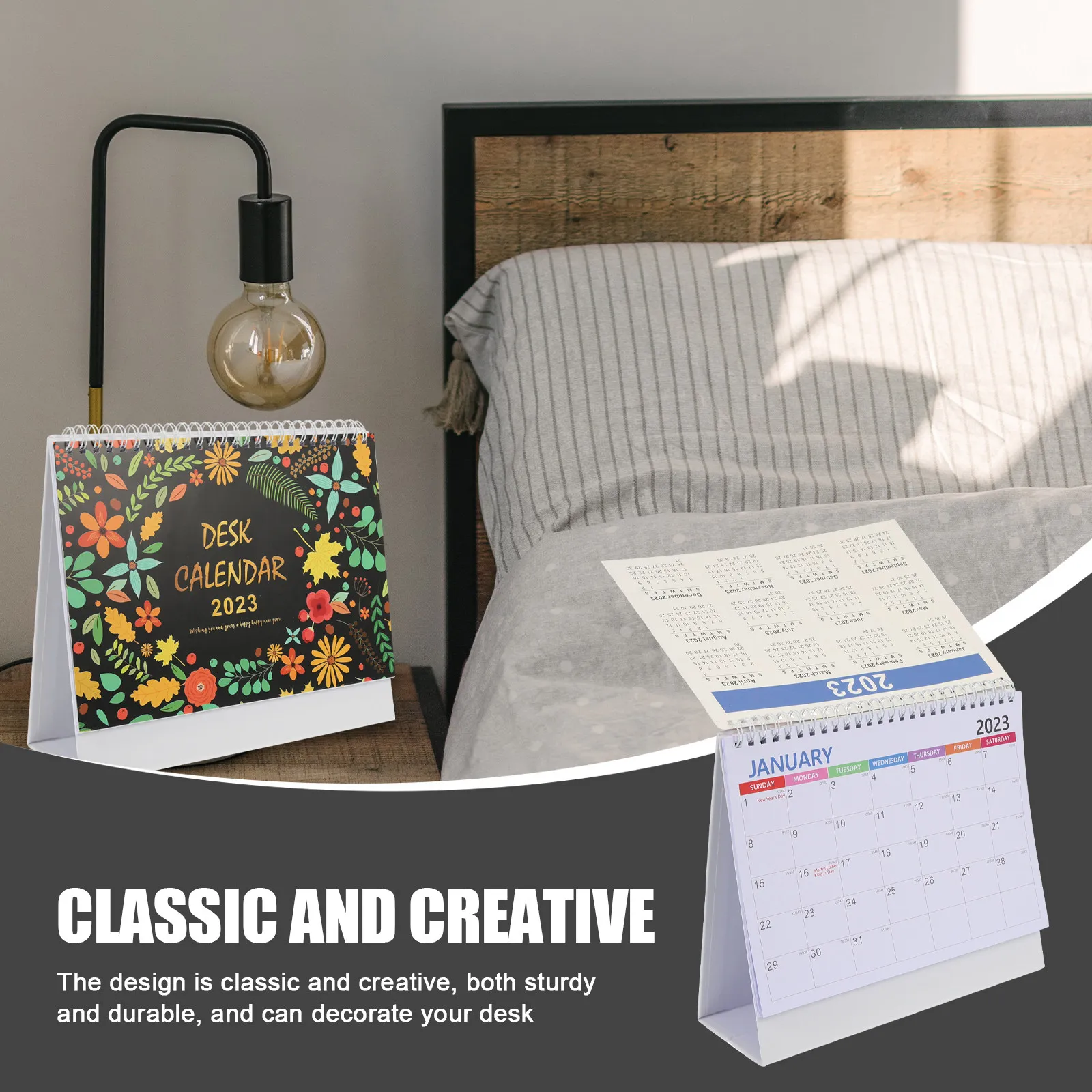 

2023 Coil Desk Calendar Rabbit Design Home Office School Paper Calendars Foldable Base Planner Desktop Adornment Year
