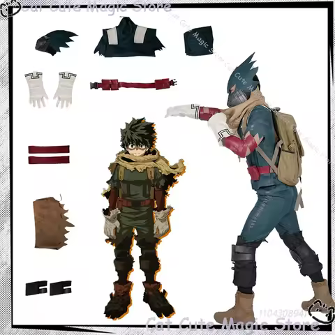 Anime My Hero Cosplay Academia Midoriya Cosplay Izuku Deku Cosplay Costume Bag Mask Unisex Set Wig Manga Anime Party Play Outfit