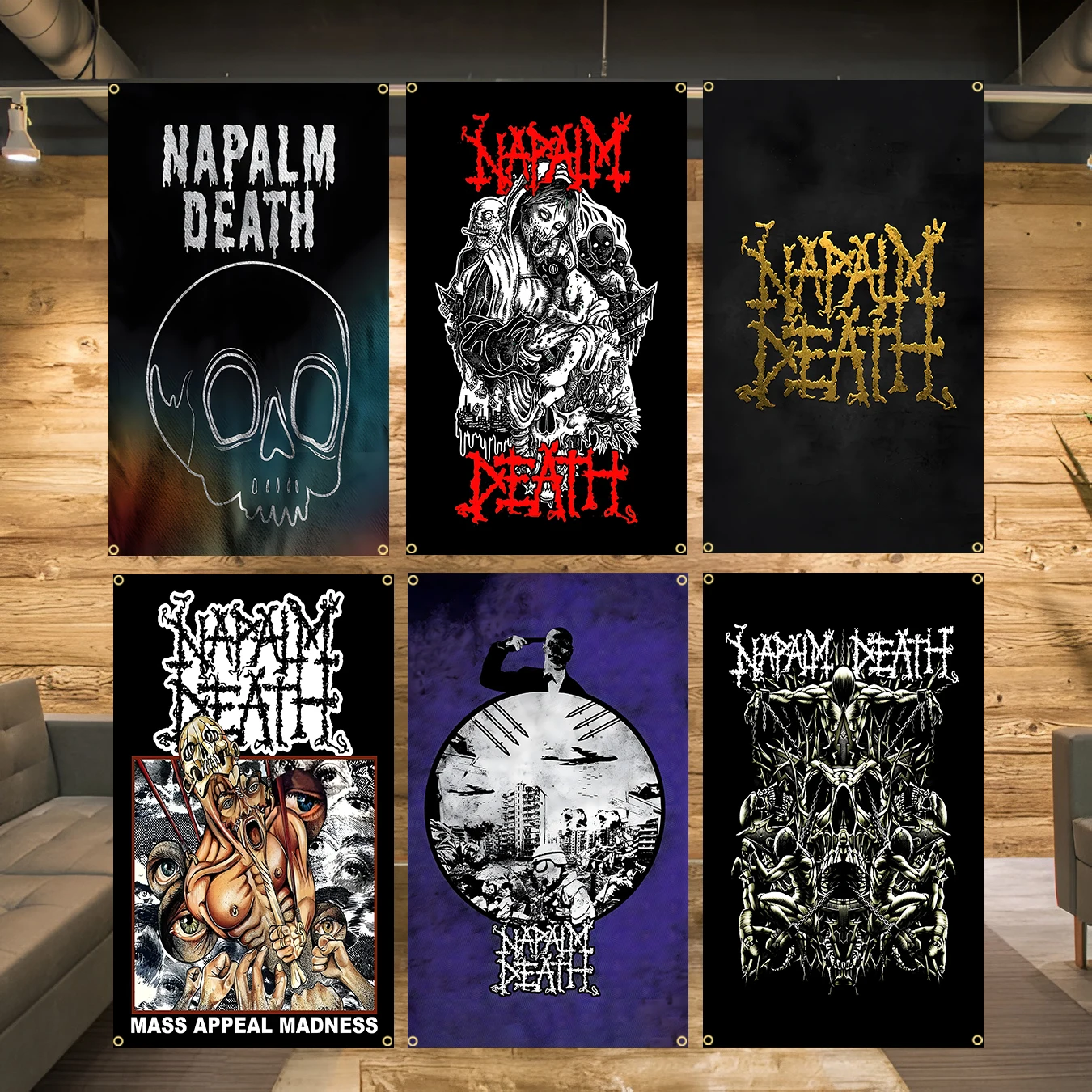 Wall Art - Heavy Rock Band-Napalms Deaths Flag Polyester-Druckbanner