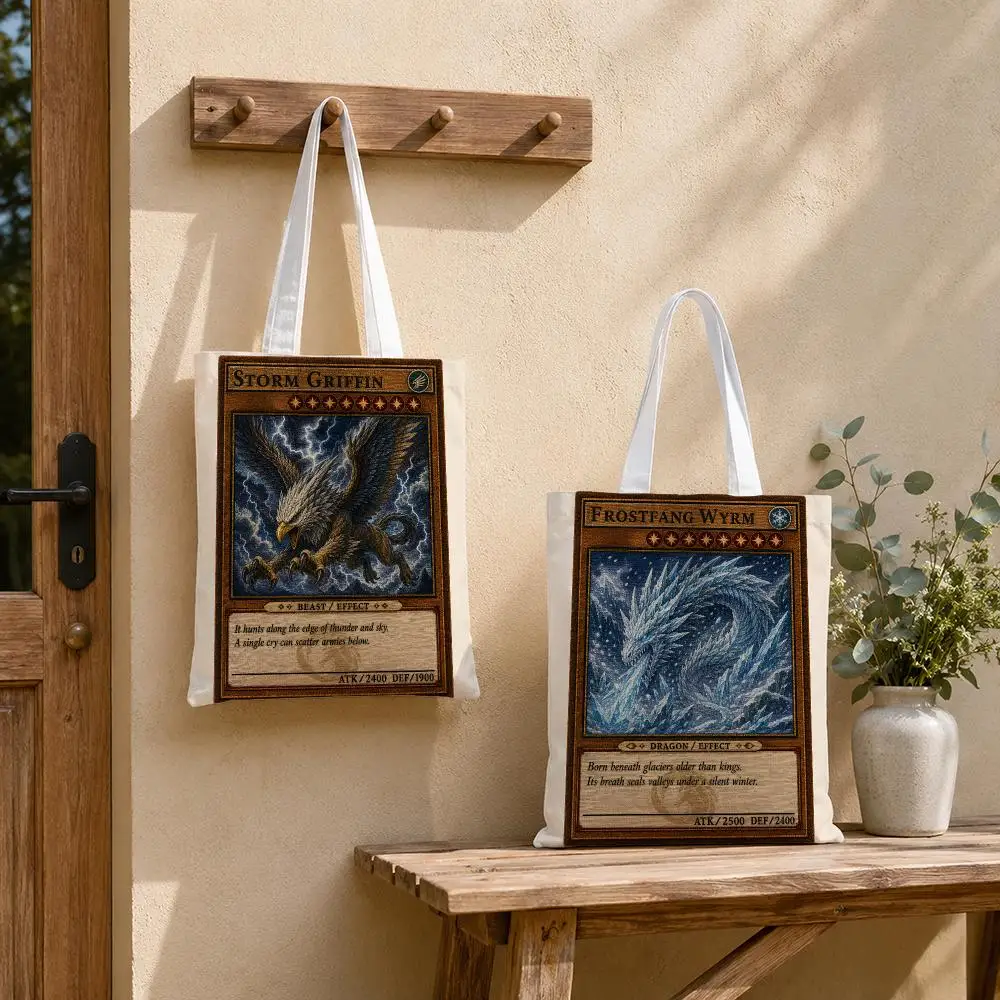 Mythic Creature Cards Storage Bags Tote Bag Reusable Shoulder Shopping Foldable For School Work Travel Daily Use
