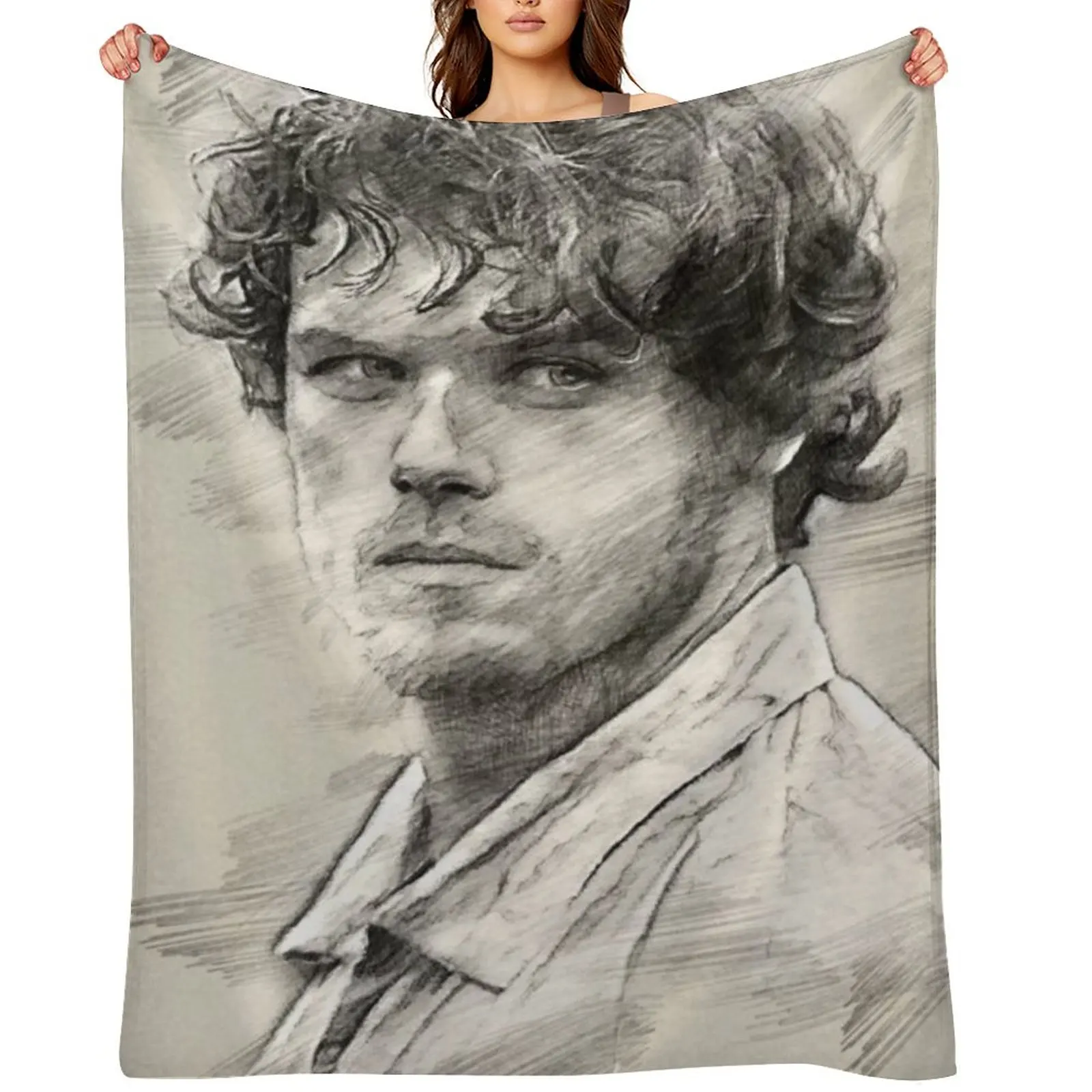Sam Heughan - Jamie Fraser Throw Blanket bed plaid Extra Large Throw Bed linens for sofa Blankets