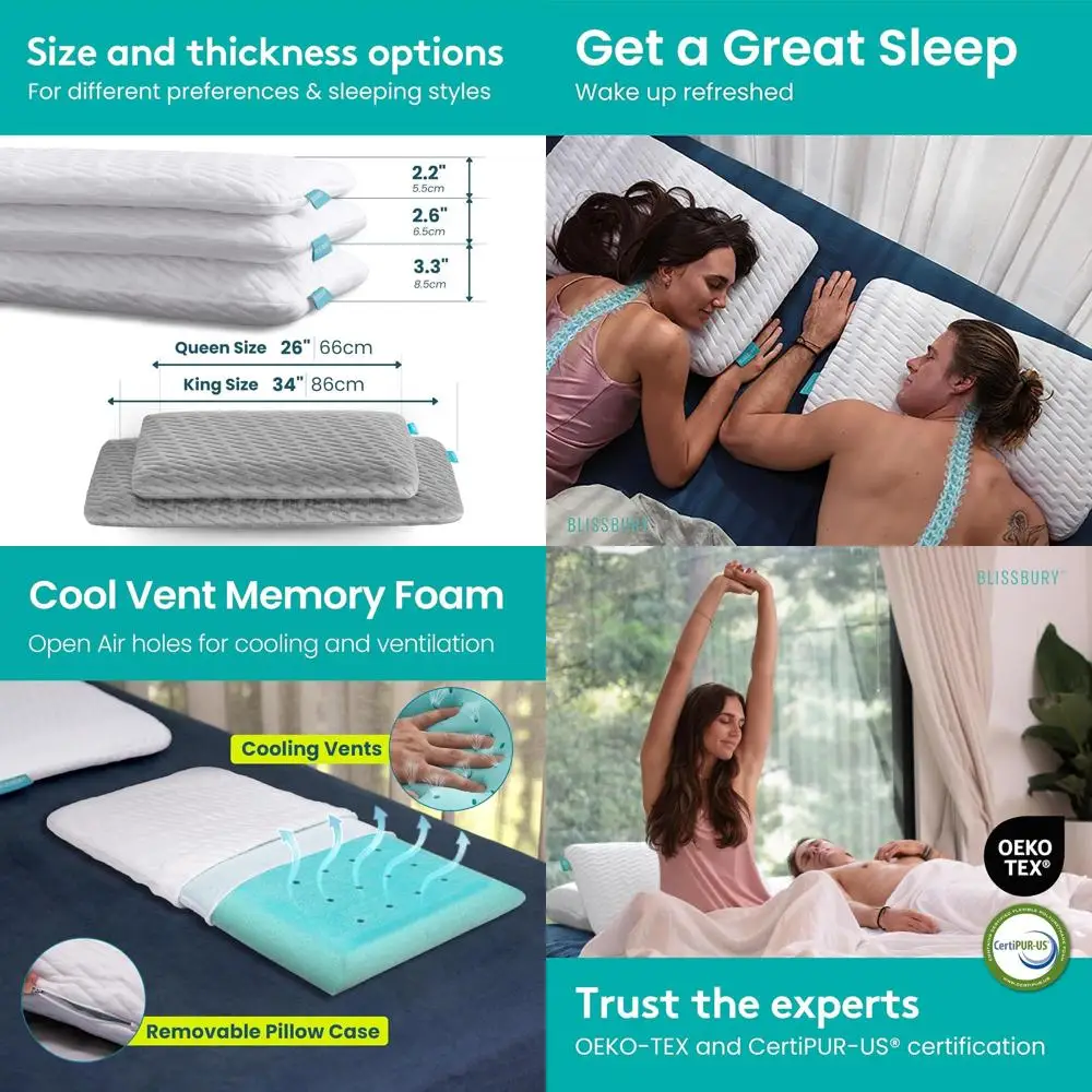 

Ultra Slim 2.6 Memory Foam Pillow for Cervical Support and Better Sleep