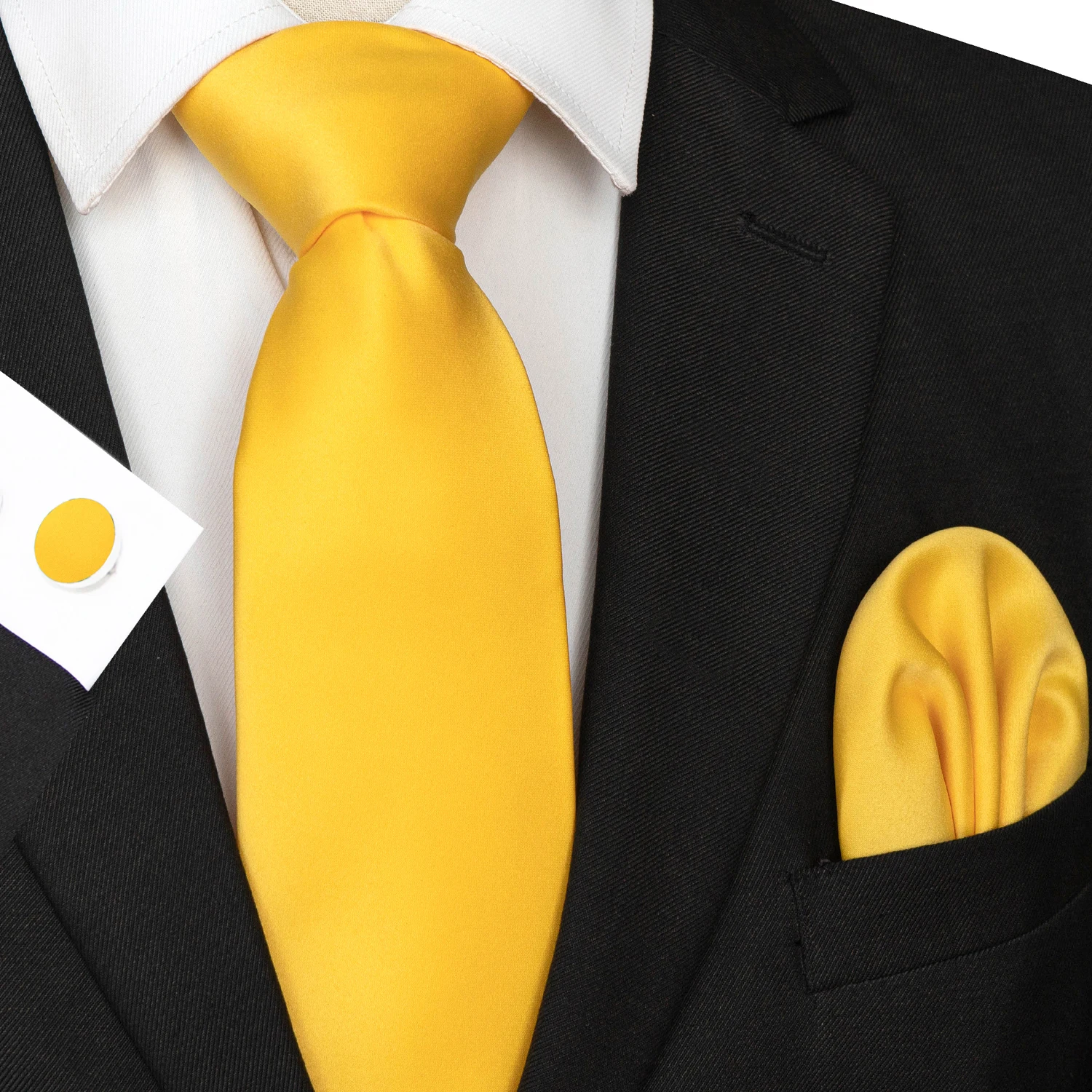 30 verschiedene Farben, solide Polyester-Krawatten für Herren, Einstecktuch, Manschettenknöpfe, Geschenk, Hochzeits- und Party-Accessoires, 8cm Krawatten-Set, kostenloser Versand – Detail 13