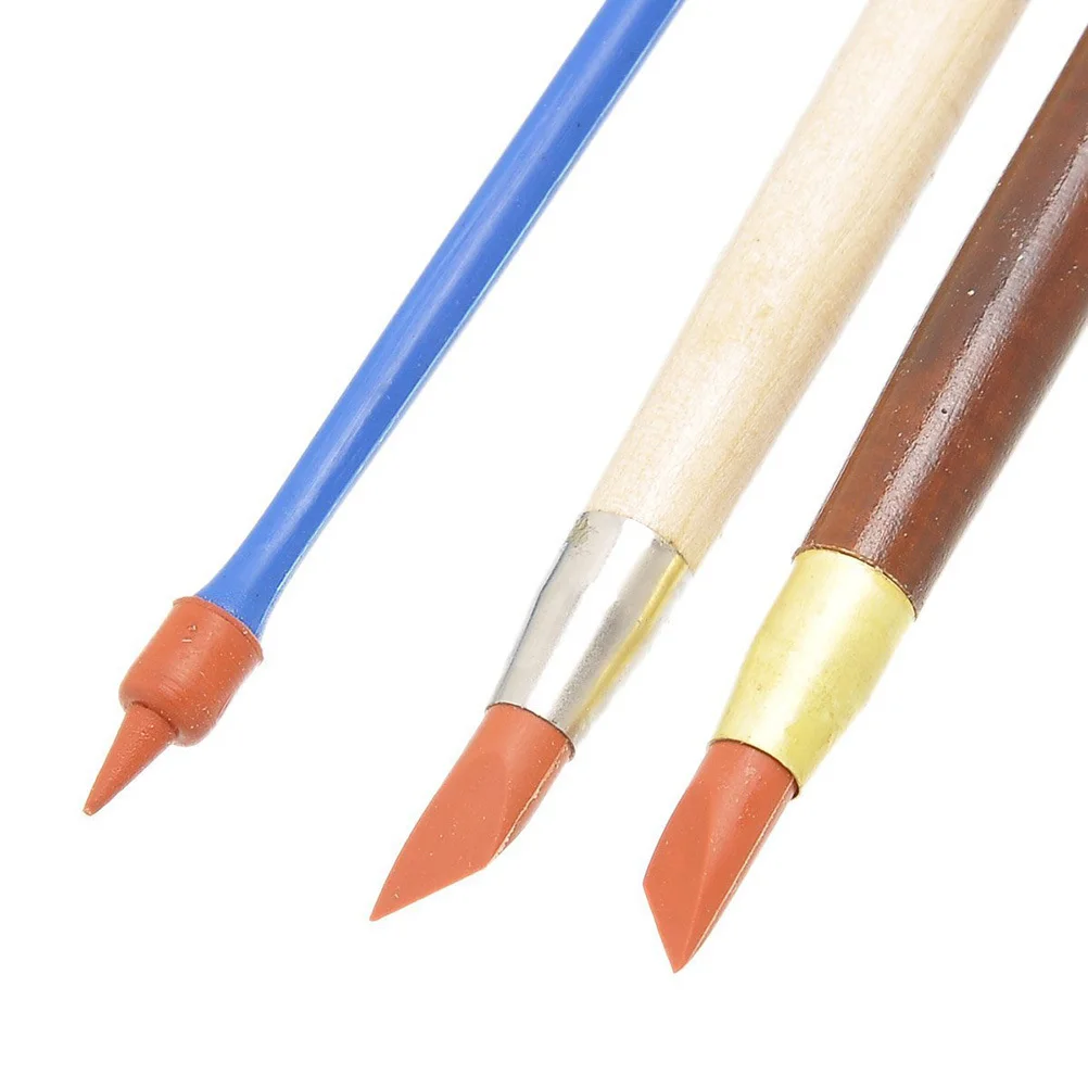 

3Pcs Pottery Sculpting Tools Set Plastic Rubber Wood Pottery Carving Clay Sculpture Modeling Fingerprint Removal