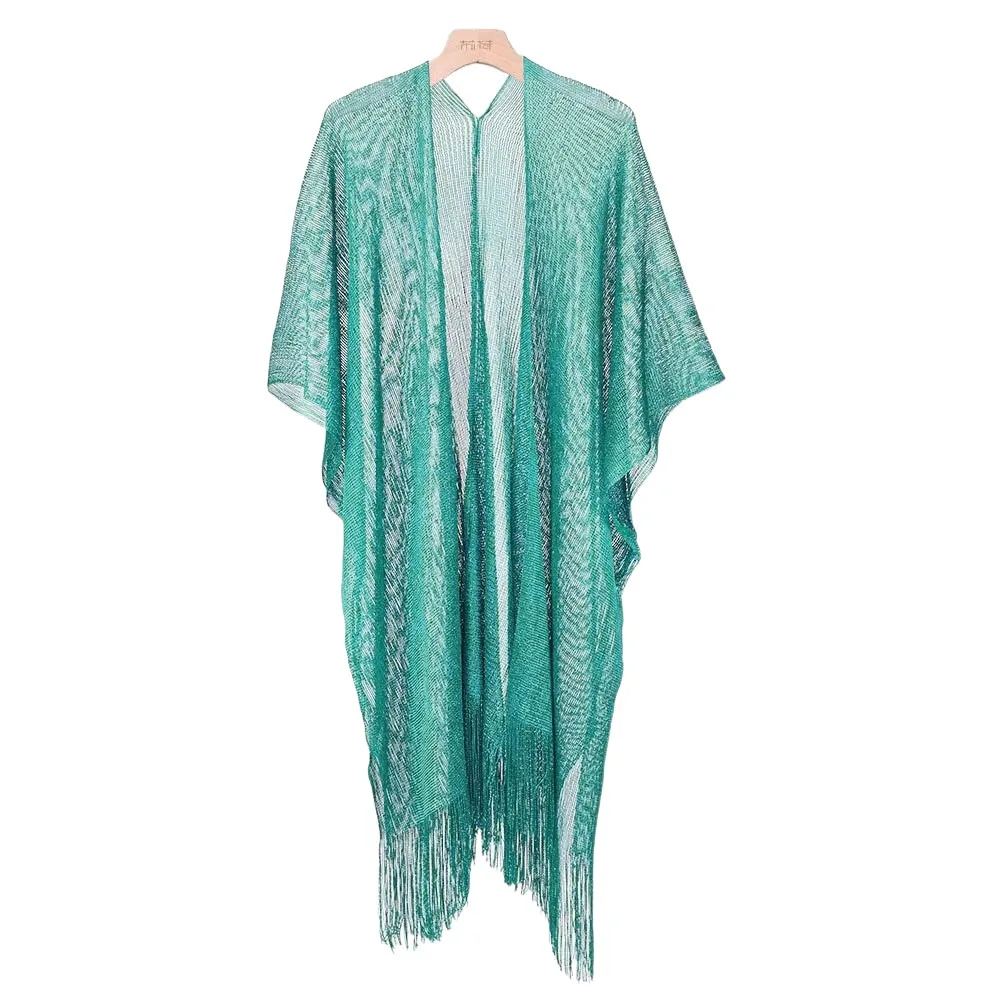 

Новая мода, однотонная женская шаль, блестящие пальто с кисточками, куртки, накидки, топ, шарф для женщин и девочек