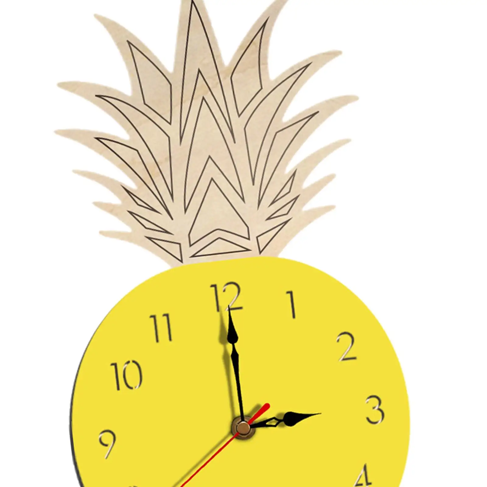 Acrylic Fruit Shaped Wall Clock Silent Decorative for Kids Room Bedroom Living Room Cute Cartoon Pineapple Home Art