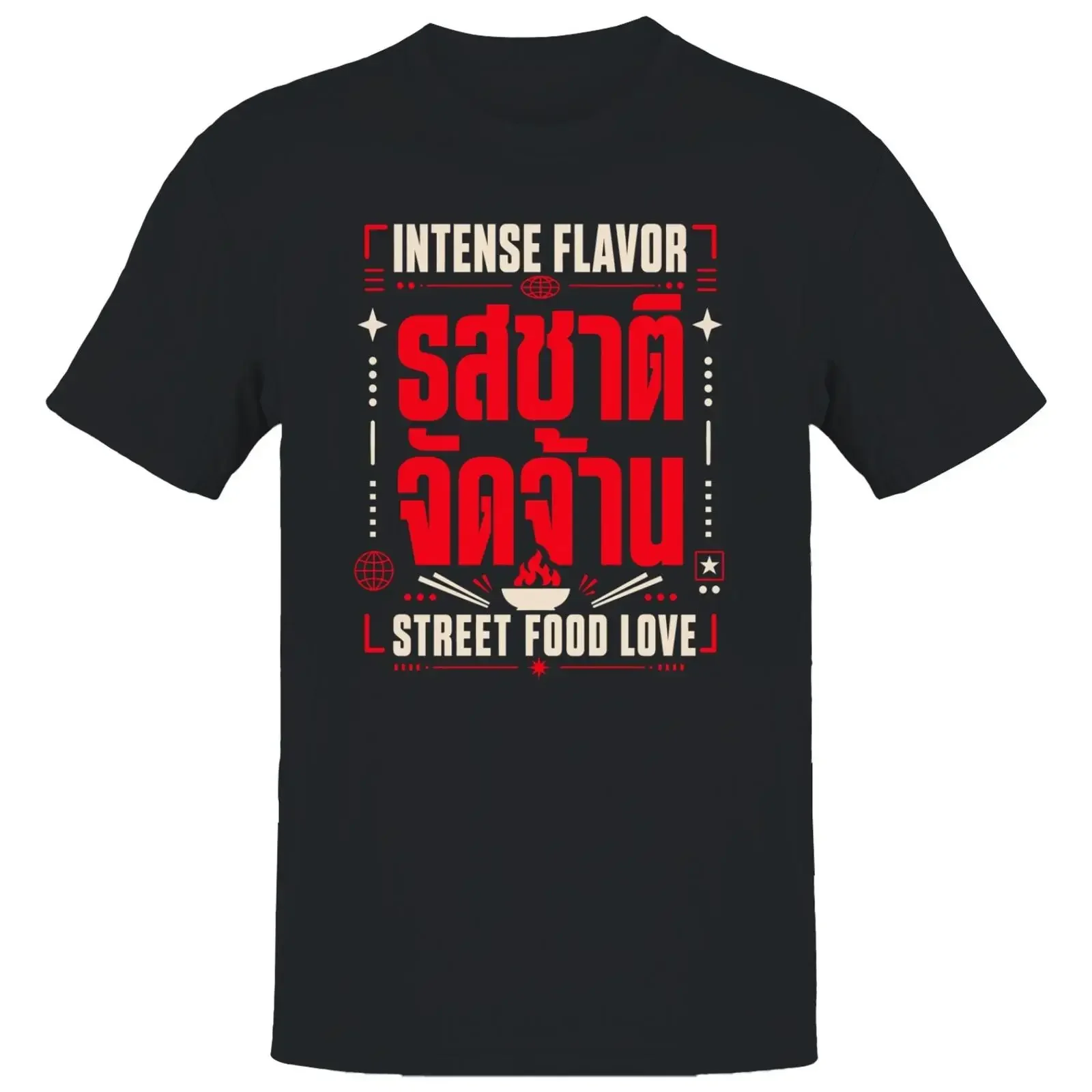 Men's T shirt Intense Flavor Thai Street Food Love vintage Washed Breathable Casual Unisex streetwear Versatile Slightly