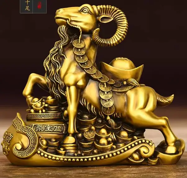 Bronze sheep sculpture for home and office desktop decoration; leader of the flock