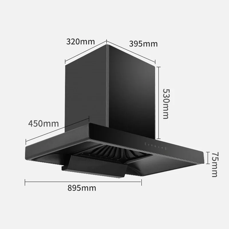 شفاط المطبخ على شكل حرف T 900 مم، شفاط مستخرج الدخان الذكي، شفاط عادم المدخنة للمطبخ