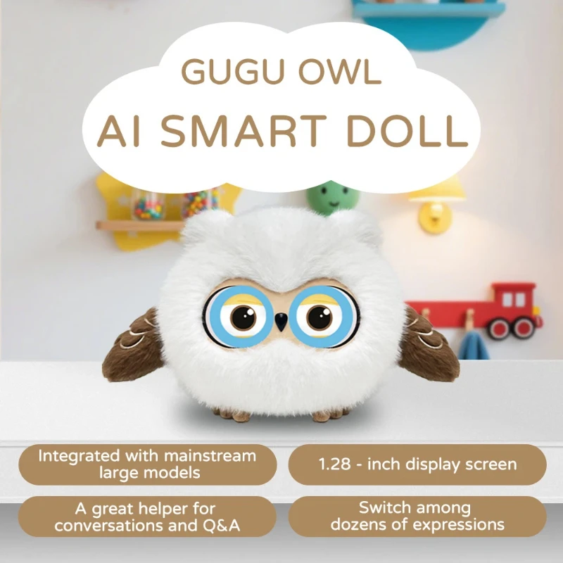 OWL AI Plush Toy WiFi Enabled Large Model Chat GPT Multiple Expressions Q&A Conversation Desktop Companion