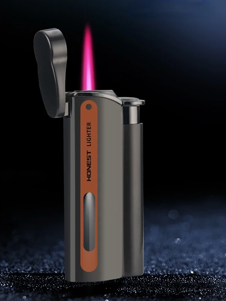

New HONEST Metal Visible Gas Chamber Red Flame Inflatable Lighter Men's High-end Light Luxury Gift Cigarette Accessories