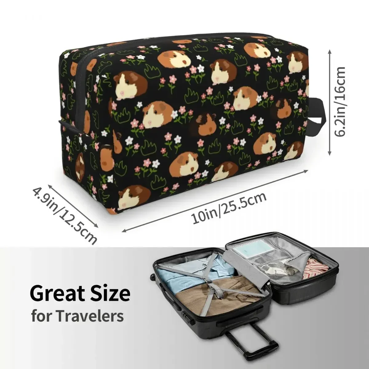 Bolsa de maquillaje de cerdo y flores, organizador de cosméticos de viaje para mujer, bolsas de aseo de almacenamiento de animales Kawaii