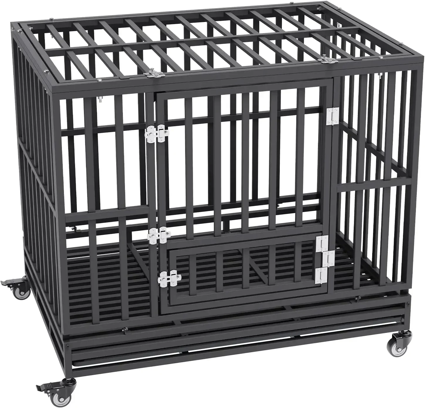 

42-дюймовый сверхмощный ящик для собак, неразрушимый ящик для собак, 3-дверный сверхмощный питомник для собак