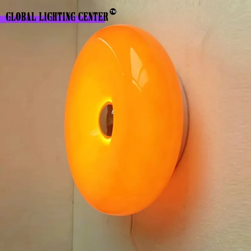 Interruttore tattile lampada da parete per interni bianco arancione ciambella illuminazione a LED soggiorno camera da letto lampada da parete luci Decorative per la casa 110-220V