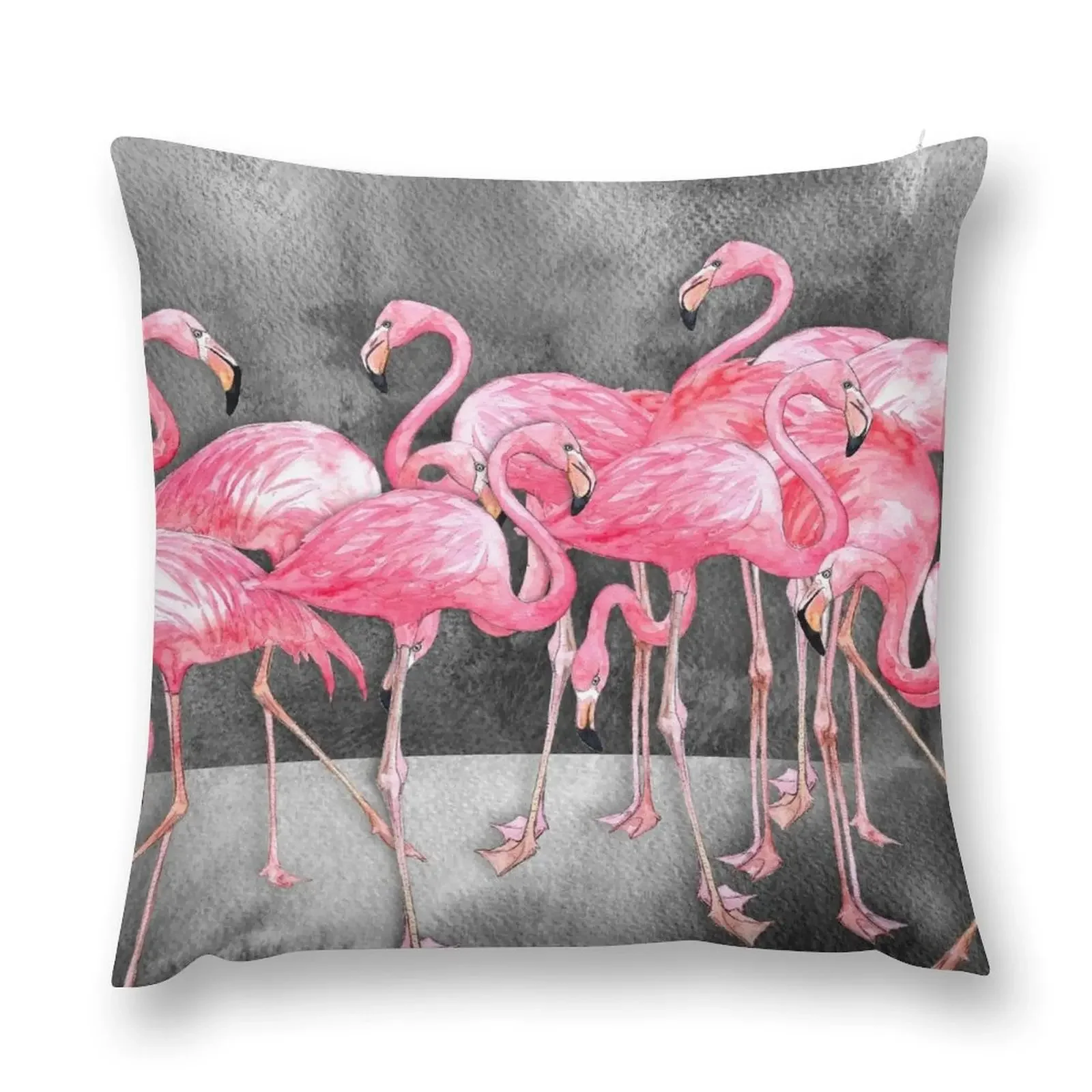 

Flamingo Collage in Watercolor and Ink Throw Pillow christmas supplies sleeping pillows pillow