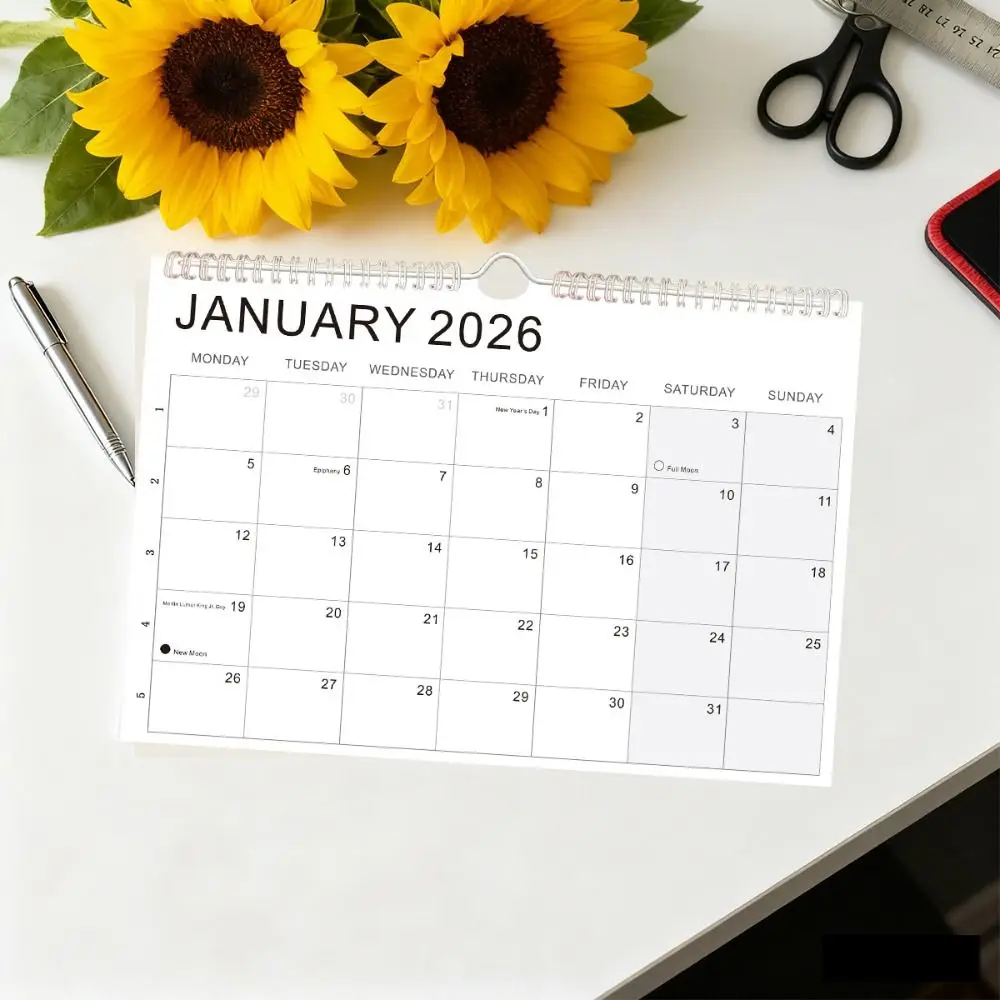 

Jan. 2026 - Jun. 2027 2026 Calendar with Hook Thick Paper Hanging Calendar Holidays Marked Daily Study English Calendary Office