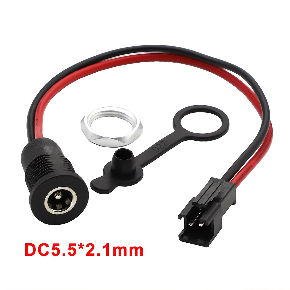 1PC 5.5 X 2.1mm DC Power Jack Socket Female Panel Mount to 2 Pin JST SM Male Plug Connector Cable 5.5*2.1mm For Electric Scooter