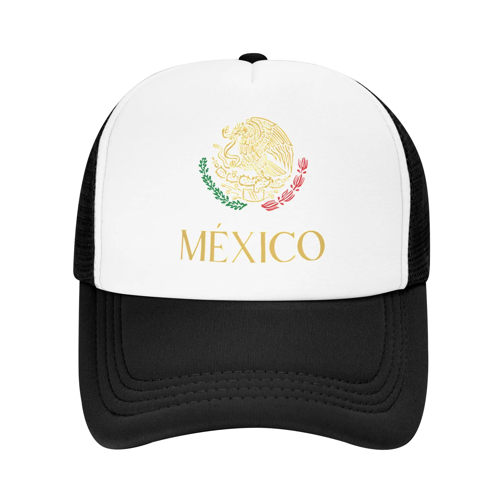 Gorras de béisbol transpirables de malla dorada estilo México para gimnasio al aire libre, gorras de camionero Y2K geniales con logo personalizado para hombre y mujer